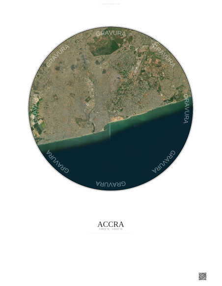 Affiche Accra – Poster vue satellite 10km Couleur | Gravura – Fond clair