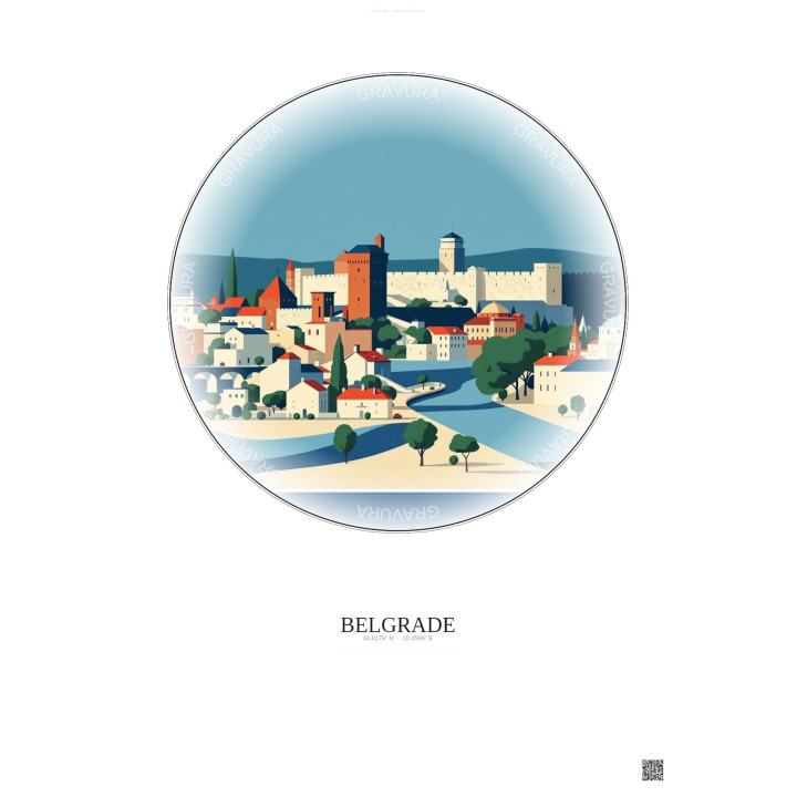 Affiche Belgrade – Poster illustration vintage – Belgrade | Gravura – Fond clair