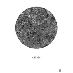 Affiche Ankara – Poster vue satellite 6km N&B | Gravura – Fond clair