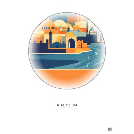 Affiche Khartoum – Poster illustration vintage – Khartoum | Gravura – Fond clair