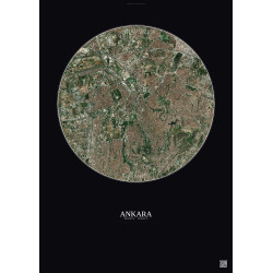 Affiche Ankara – Poster vue satellite 6km Couleur | Gravura – Fond foncé