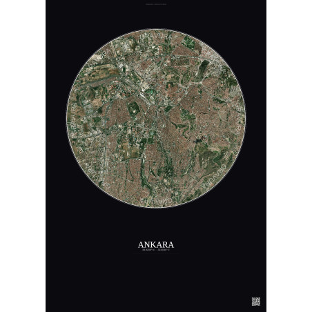 Affiche Ankara – Poster vue satellite 6km Couleur | Gravura – Fond foncé