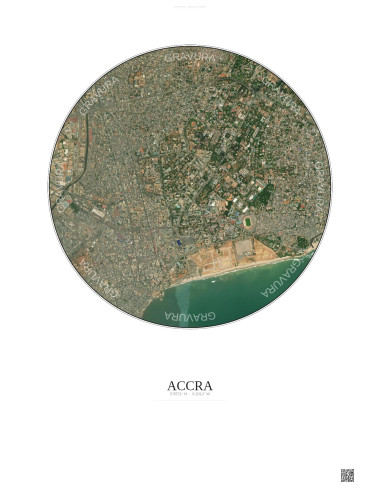 Affiche Accra – Poster vue satellite 2.5km Couleur | Gravura – Fond clair