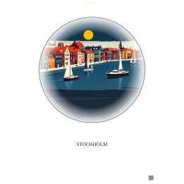 Affiche Stockholm – Poster illustration vintage – Stockholm | Gravura – Fond clair