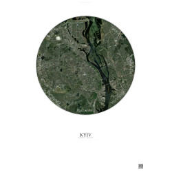Affiche Kyiv – Poster vue satellite 10km Couleur | Gravura – Fond clair