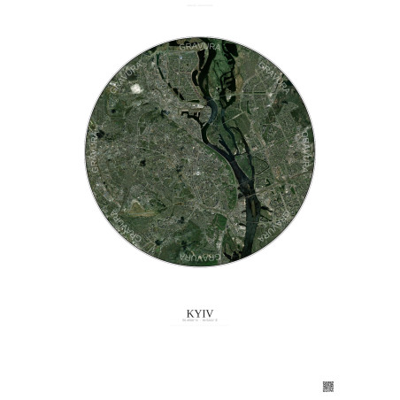 Kyiv Satellite View Poster 10km Color | Gravura – Light background