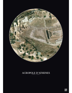 Affiche Acropole Dathenes – Poster vue satellite 0.1km Couleur | Gravura – Fond foncé