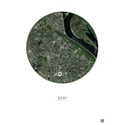 Affiche Kyiv – Poster vue satellite 2.5km Couleur | Gravura – Fond clair