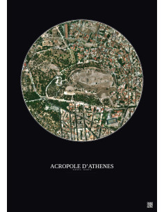 Affiche Acropole Dathenes – Poster vue satellite 0.5km Couleur | Gravura – Fond foncé