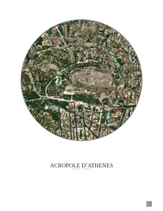 Affiche Acropole Dathenes – Poster vue satellite 0.5km Couleur | Gravura – Fond clair