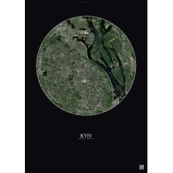 Affiche Kyiv – Poster vue satellite 6km Couleur | Gravura – Fond foncé