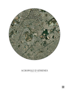 Affiche Acropole Dathenes – Poster vue satellite 2.5km Couleur | Gravura – Fond clair