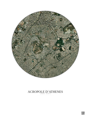 Acropole Dathenes Satellite View Poster 2.5km Color | Gravura – Light background