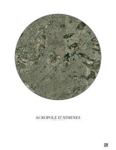 Affiche Acropole Dathenes – Poster vue satellite 5km Couleur | Gravura – Fond clair