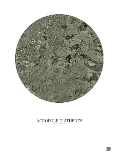 Acropole Dathenes Satellite View Poster 5km Color | Gravura – Light background