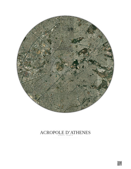 Acropole Dathenes Satellite View Poster 5km Color | Gravura – Light background