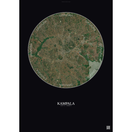 Affiche Kampala – Poster vue satellite 10km Couleur | Gravura – Fond foncé