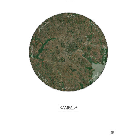 Kampala Satellite View Poster 10km Color | Gravura – Light background