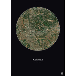 Affiche Kampala – Poster vue satellite 2.5km Couleur | Gravura – Fond foncé