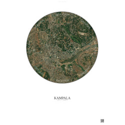 Affiche Kampala – Poster vue satellite 2.5km Couleur | Gravura – Fond clair