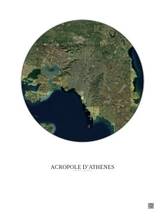 Affiche Acropole Dathenes – Poster vue satellite 30km Couleur | Gravura – Fond clair