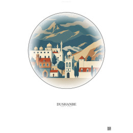 Affiche Dushanbe – Poster illustration vintage – Dushanbe | Gravura – Fond clair