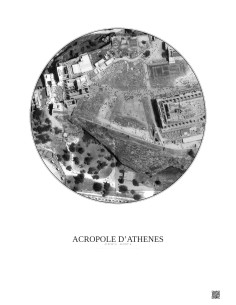 Affiche Acropole Dathenes – Poster vue satellite 0.1km N&B | Gravura – Fond clair