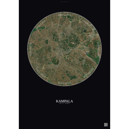 Affiche Kampala – Poster vue satellite 6km Couleur | Gravura – Fond foncé