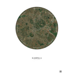 Affiche Kampala – Poster vue satellite 6km Couleur | Gravura – Fond clair
