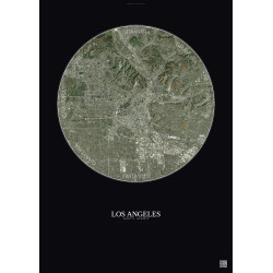 Affiche Los Angeles – Poster vue satellite 10km Couleur | Gravura – Fond foncé