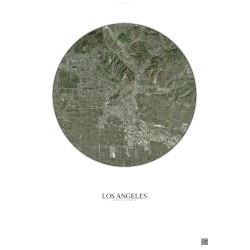 Affiche Los Angeles – Poster vue satellite 10km Couleur | Gravura – Fond clair