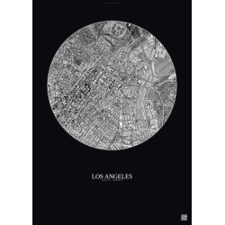 Affiche Los Angeles – Poster vue satellite 2.5km N&B | Gravura – Fond foncé