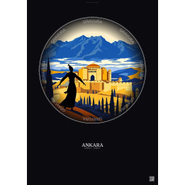 Affiche Ankara – Poster illustration vintage – Ankara | Gravura – Fond foncé