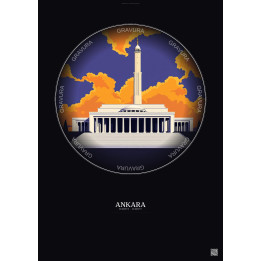 Affiche Ankara – Poster illustration vintage – Antkabir | Gravura – Fond foncé