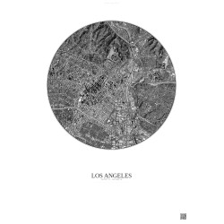 Affiche Los Angeles – Poster vue satellite 5km N&B | Gravura – Fond clair