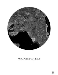 Acropole Dathenes Satellite View Poster 30km B&W | Gravura – Light background