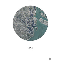 Affiche Miami – Poster vue satellite 2.5km Couleur | Gravura – Fond clair
