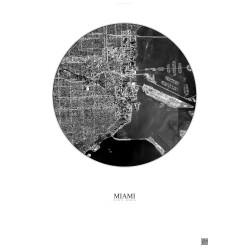 Affiche Miami – Poster vue satellite 5km N&B | Gravura – Fond clair