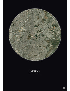 Affiche Athens – Poster vue satellite 6km Couleur | Gravura – Fond foncé