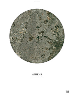 Affiche Athens – Poster vue satellite 6km Couleur | Gravura – Fond clair