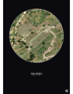 Delphes Satellite View Poster 0.1km Color | Gravura – Dark background
