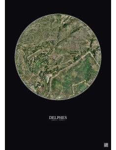 Affiche Delphes – Poster vue satellite 0.5km Couleur | Gravura – Fond foncé
