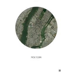 Affiche New York – Poster vue satellite 5km Couleur | Gravura – Fond clair