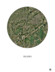 Affiche Delphes – Poster vue satellite 0.5km Couleur | Gravura – Fond clair