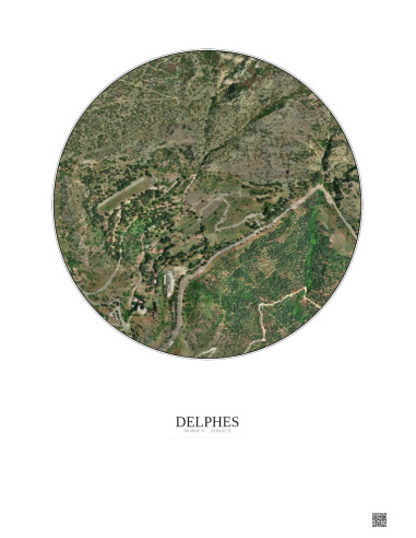 Affiche Delphes – Poster vue satellite 0.5km Couleur | Gravura – Fond clair