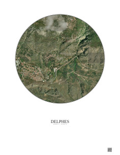 Affiche Delphes – Poster vue satellite 1km Couleur | Gravura – Fond clair