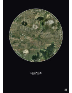 Delphes Satellite View Poster 2.5km Color | Gravura – Dark background