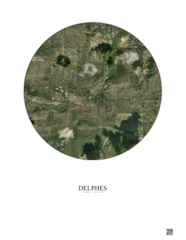 Delphes Satellite View Poster 2.5km Color | Gravura – Light background