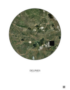Affiche Delphes – Poster vue satellite 5km Couleur | Gravura – Fond clair
