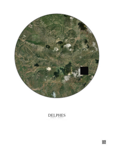 Affiche Delphes – Poster vue satellite 5km Couleur | Gravura – Fond clair
